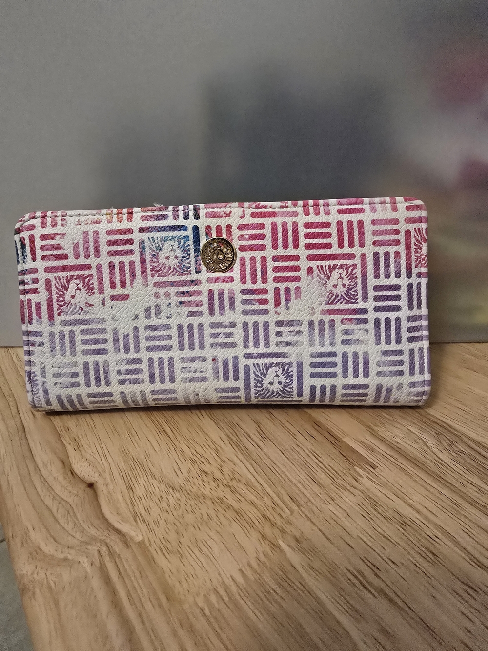 Anne Klein Multicolor Geometric Wallet in Pink & Purple